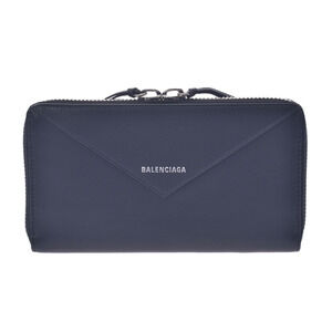 BALENCIAGA Paper Continental Zip Black Calfskin Long Wallet